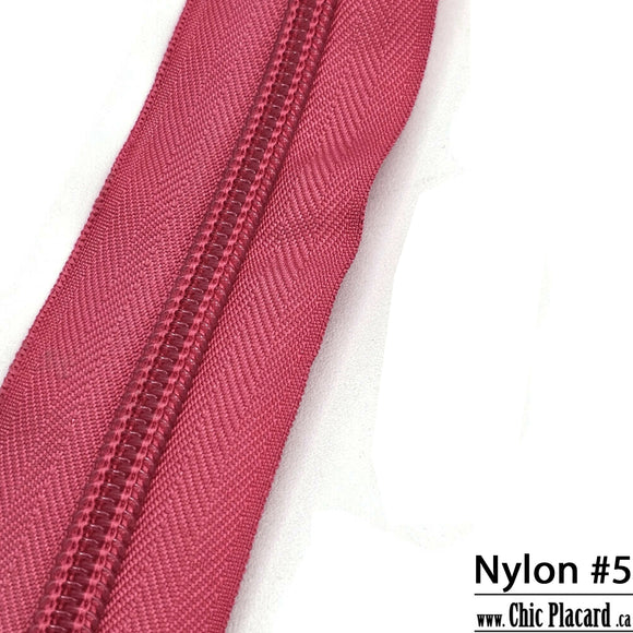 Rose éclatant - Zipper Nylon #5 (au 1/2m)