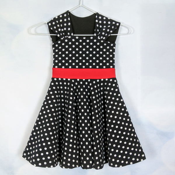 Retro black polka dot dress for girls available in size 2 or 4 years Chic Placard